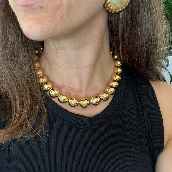 Extra Large Gold Beaded Necklace - Picture 4 of 12